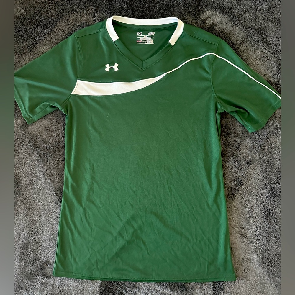 NEW Men's Under Armour Strike Green & White Soccer Jersey Shirt Small